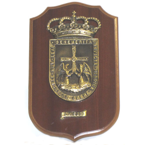 Imagen metopa escudo de Oviedo grande bronce macizo