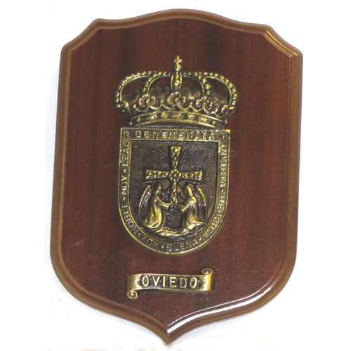 Imagen metopa escudo Oviedo peque&ntilde;o bronce macizo