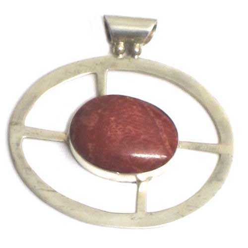 Imagen colgante plata con coral