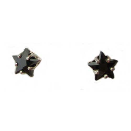 Imagen pendientes plata presi&oacute;n circonita estrella color negro