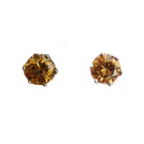 Imagen pendientes plata presi&oacute;n circonita hexagonal color champagne