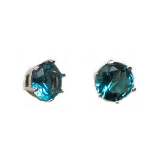 Imagen pendientes plata presión circonita hexagonal color azul