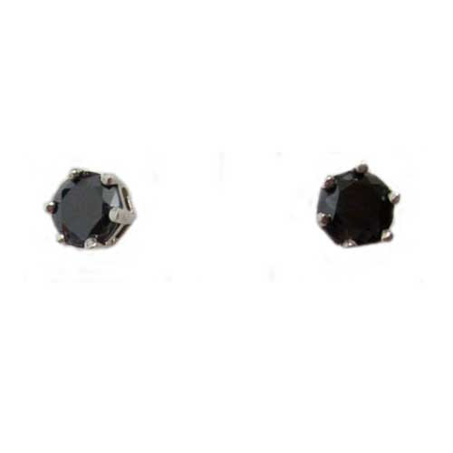 Imagen pendientes plata presión circonita hexagonal color negro