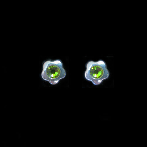 Imagen pendientes plata presion circonita flor color verde