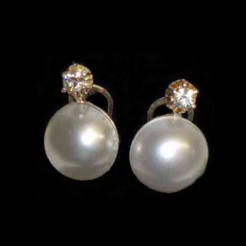 Imagen pendientes pinza perla y circonita 
