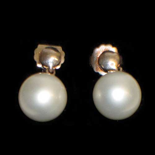  Imagen pendientes presión/colgar plata y perla 
