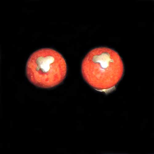  Imagen pendientes plata bola coral presi&oacute;n peque&ntilde;os
