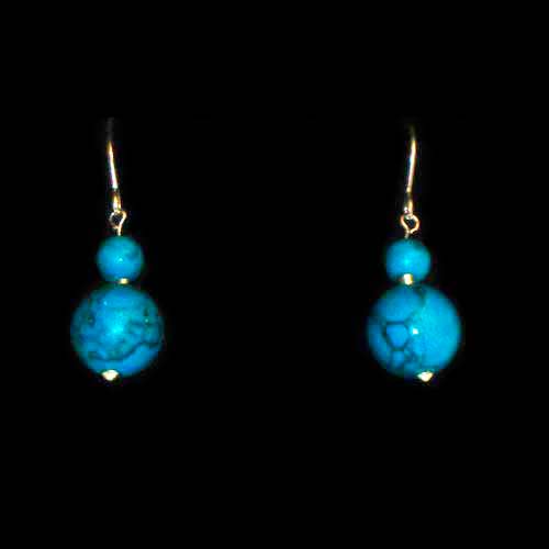 Imagen pendientes plata bola turquesa - colgar