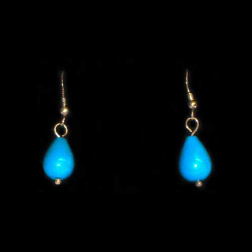 Imagen pendientes plata bola turquesa - colgar