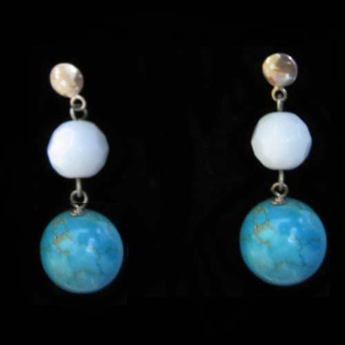 Imagen pendientes plata bolas turquesa presión/colgar