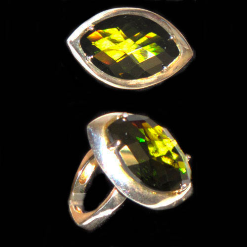 Imagen Anillo plata diseño piedras naturales color verde ovalada