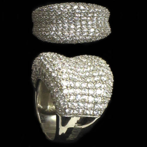 Imagen anillo plata diseño firma  circonitas -ancho