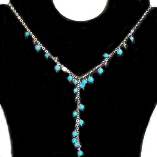 Imagen gargantilla plata con bolas de turquesa