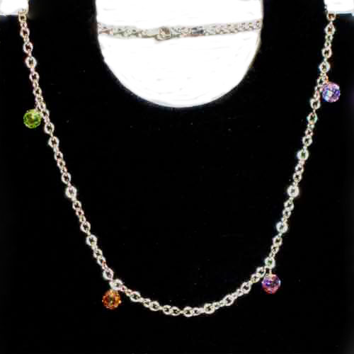  Imagen gargantilla plata con piedras naturales de colores
