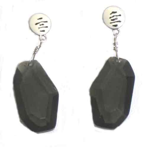 Imagen pendientes presión/colgar plata con piedras naturales negras