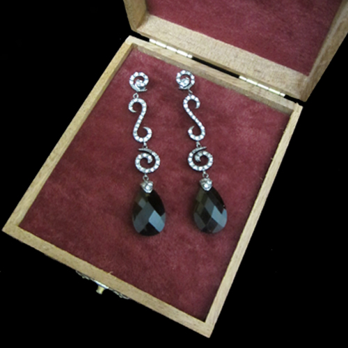 Imagen Pendientes plata,circonitas y piedras naturales negras 
