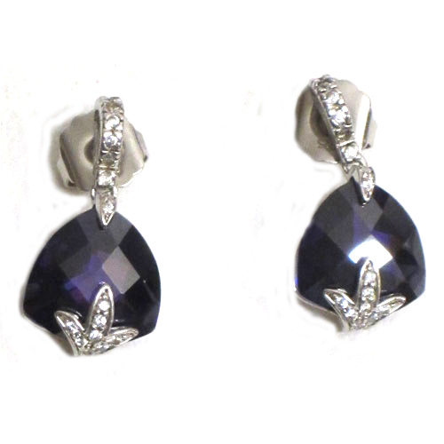 Imagen pendientes piedras naturales color violeta con circonitas