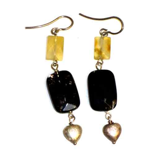 Imagen pendientes colgar piedras naturales y coraz&oacute;n