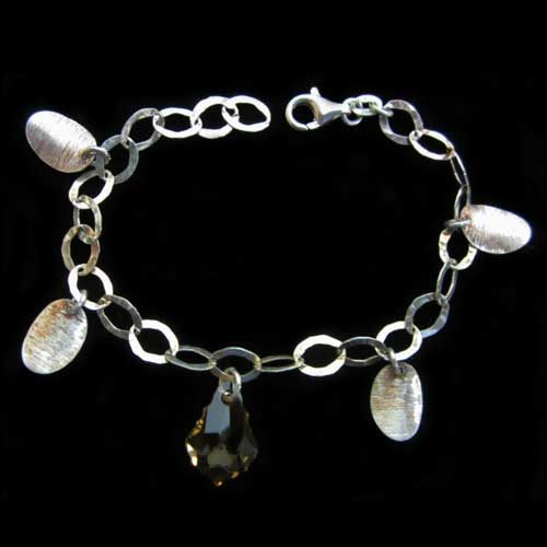 Imagen pulsera plata piedra facetada color champagne
