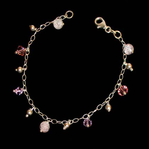 Imagen pulsera plata con piedras naturales multicolor