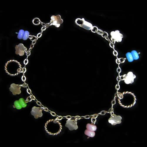 Imagen pulsera plata diseño multicolores