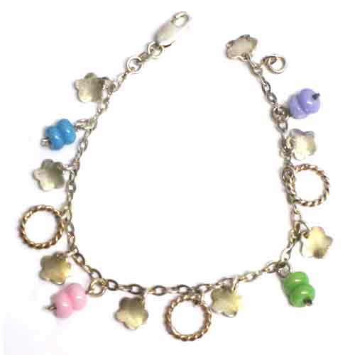 Imagen pulsera plata con piedras naturales varios colores