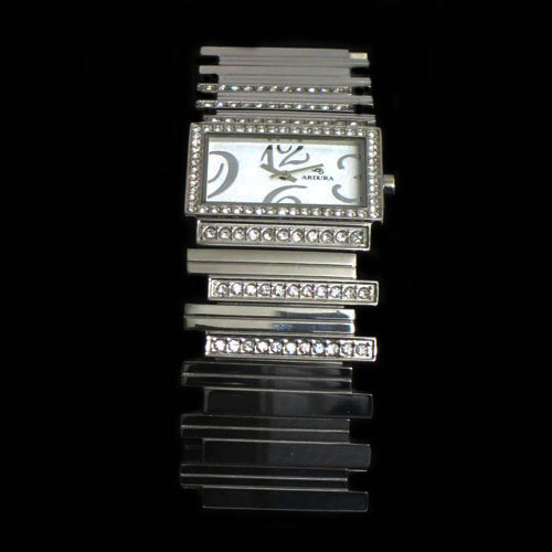 Imagen reloj con circonitas con pulsera acero