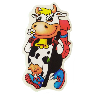 Pegatina vaca Asturias con Mochila