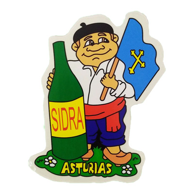 Pegatina Asturiano con Bandera y Botella de sidra