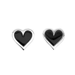 Pendiente Plata y Azabache Corazón