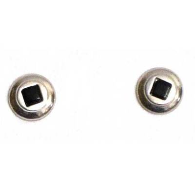 Pendientes plata/azabache presión redondo