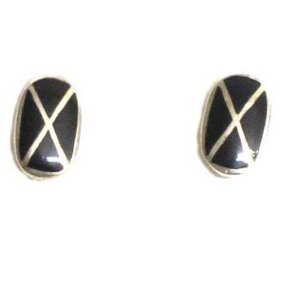  Pendientes plata/azabache presion lisos - varios modelos