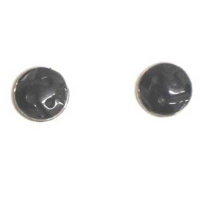  Pendientes plata y azabache presion tallados - redondos