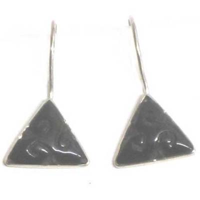  Pendientes plata y azabache colgar tallado