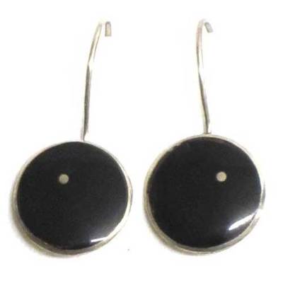  Pendientes plata y azabache colgar tallados y punto