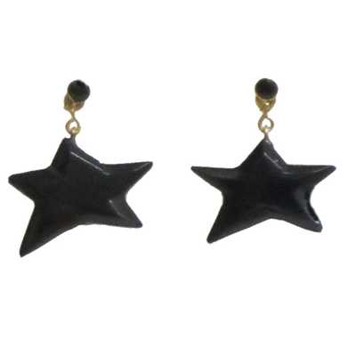 Pendientes estrella colgar/presión azabache y oro 1 Pendientes estrella colgar/presión azabache y oro 1