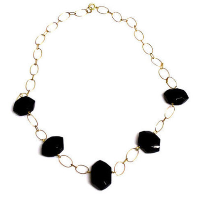 Gargantilla oro con bolas facetadas de azabache Gargantilla oro con bolas facetadas de azabache