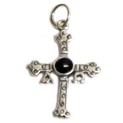  Cruz Victoria plata/azabache pequeña 