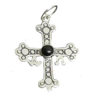  Cruz Victoria plata/azabache mediana 