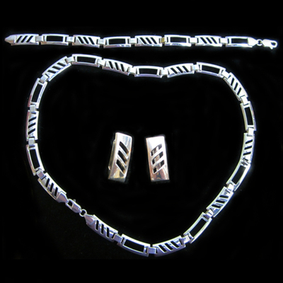 Conjunto gargantilla/pendientes/pulsera plata diseño Conjunto gargantilla/pendientes/pulsera plata diseño