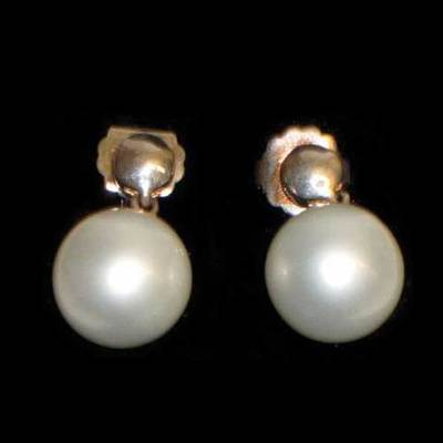 Pendientes presión/colgar plata y perla Pendientes presión/colgar plata y perla