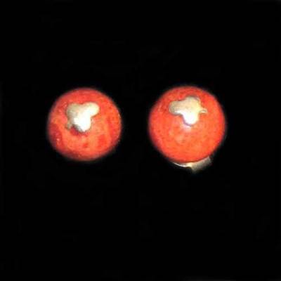 Pendientes plata bola coral presión pequeños Pendientes plata bola coral presión pequeños