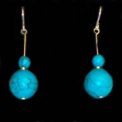 Pendientes plata bola turquesa - colgar Pendientes plata bola turquesa - colgar