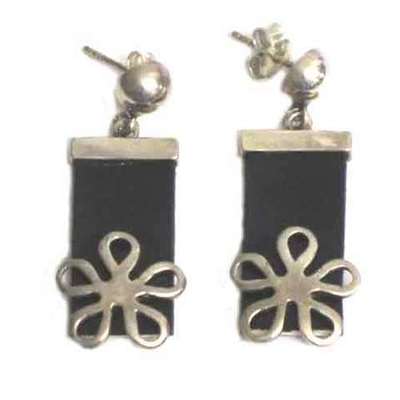 Pendientes plata caucho /flor - presión/colgar Pendientes plata caucho /flor - presión/colgar