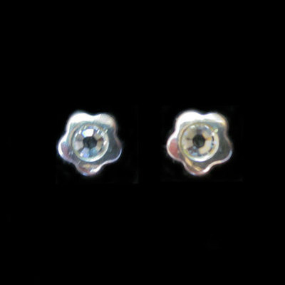 Pendientes plata presion circonita flor color blanco Pendientes plata presion circonita flor color blanco