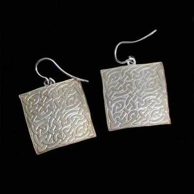  Pendientes colgar plata diseño cuadrado