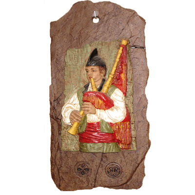 placa gaitero colgar con fondo piedra