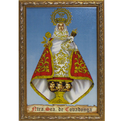 Azulejo Virgen Covadonga ( marco azul )