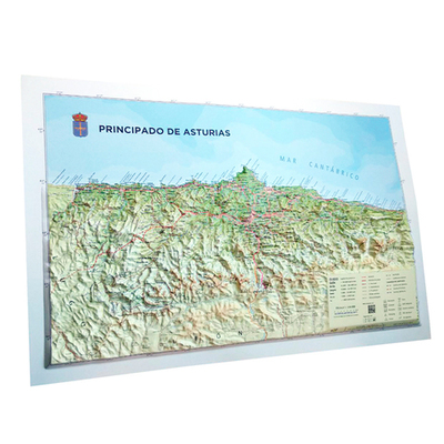 Mapa de Asturias relieve pequeño