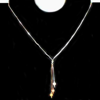 Gargantilla plata con tres colgantes bola colores Gargantilla plata con tres colgantes bola colores